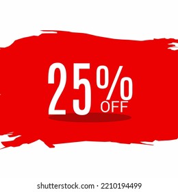 25% OFF Sale Discount Banner. Offer a discount. Special offer isolated abstract red and white background. Vector Illustration