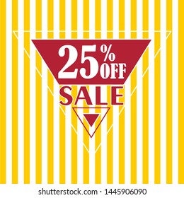 25% off sale vintage. Vector paper art of Off discount label
