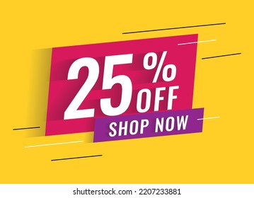 25% OFF SHOP NOW discount and sale promotion banner.