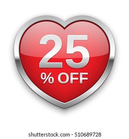 25% off silver badge, vector