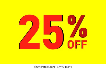 25% OFF text on yellow background