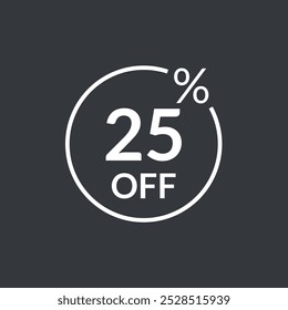 25% off. Twenty five percent off emblem icon. Discount flat modern icon. Vector illustration.
