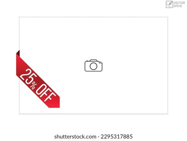 25% de descuento en el diseño de la cinta de la bandera del vector