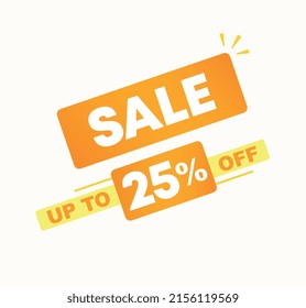 25% off. Vector illustration with offer for sales. Price discount ad. Campaign for stores, retail. For social media, poster.