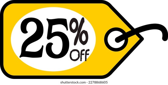 25% off, vectorial drawing of a discount tag