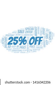 25% Off word cloud. Wordcloud made with text only.
