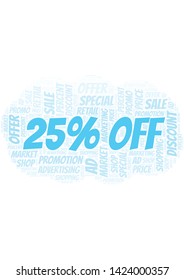25% Off word cloud. Wordcloud made with text only.