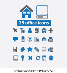 25 office, business, internet site icons, signs set, vector