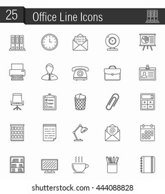 25 office line icons, vector eps10 illustration