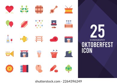 25 Oktoberfest Flat Icon Pack. Vektorgrafik.