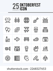 25 Oktoberfest Outline icons Pack vector illustration.