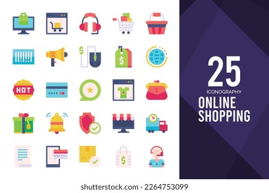 25 Online Learning Flat icon pack. vector illustration.