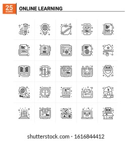 25 Online Learning icon set. vector background