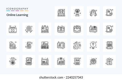 25 Online Learning Line icon pack