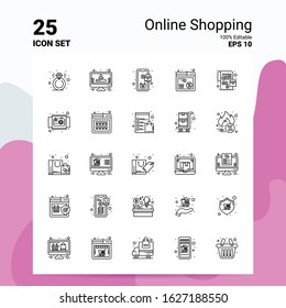 25 Online Shopping Icon Set. 100% Editable EPS 10 Files. Business Logo Concept Ideas Line icon design