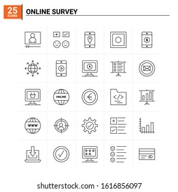 25 Online Survey icon set. vector background