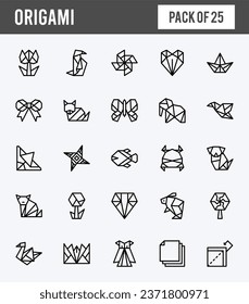 25 Origami Two Color icons pack. vector illustration.
