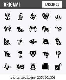 25 Origami Two Color icons pack. vector illustration.