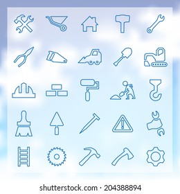 25 outline, construction icons set