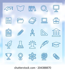 25 outline, thin education icons