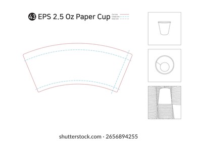 2.5 oz paper cup spread drawing. Please check as the shape and package specifications may vary depending on the printing machine.