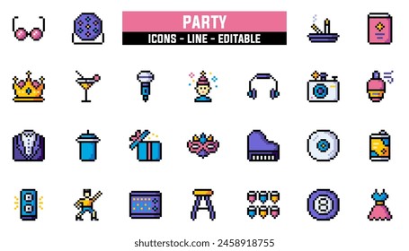 jeu d'icônes de 25 parties, ligne de Image vectorielle , contour modifiable.