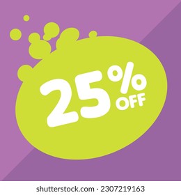 25% per center, percentage number in a colored circle, promotion, big sale, colorful background