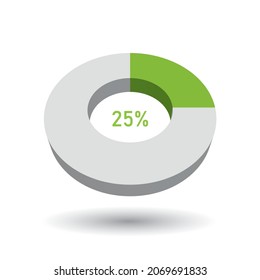 25 percent 3D vector pie chart