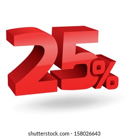 25%; dígitos. Ilustración vectorial.