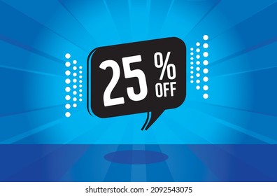 25 percent discount. blue banner with floating balloon for promotions and offers. Vector Illustration.