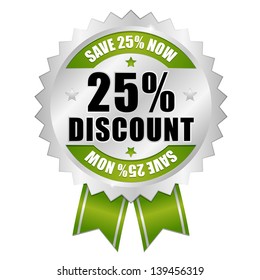 25 percent discount button green