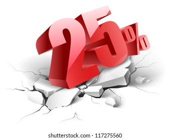 25 percent discount icon on white background