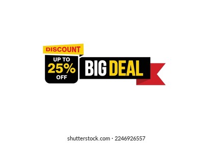 25 Percent discount offer, clearance, promotion banner layout with sticker style. 

