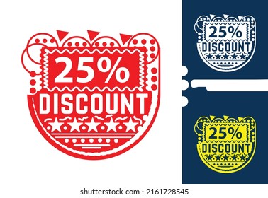 25 percent discount sticker and logo design template