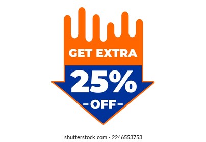 El 25% sale extra. Banner de oferta en flash con presupuesto. Signo de precio de oferta de descuento. Símbolo de oferta especial.