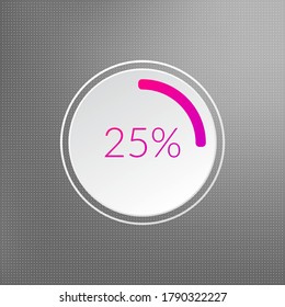 25 percent isolated pie chart. Percentage vector, infographic icon on dotted background. Sign for business, finance, web design, download, progress
