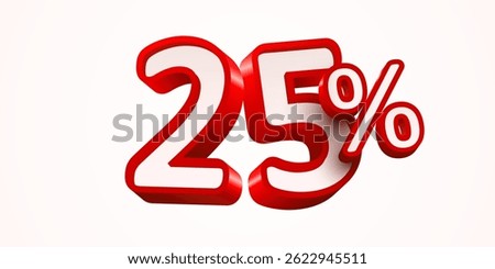 25 percent Off. 3d number 10. Sale banner. Vector illustration.