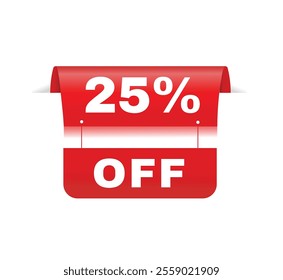 25 percent off - Banner label vector design announcement template. flat design symbol.