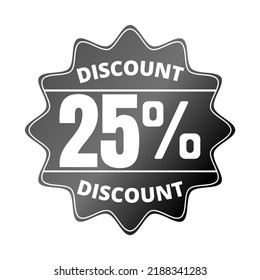 25% percent off, with black sticker design (Black Friday) and luminosity detail in the center, online discount, mega sale, vector illustration, 