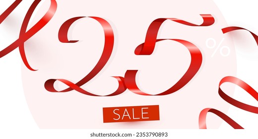 25 percent Off. Discount creative composition. Mega Sale. Vector illustration.