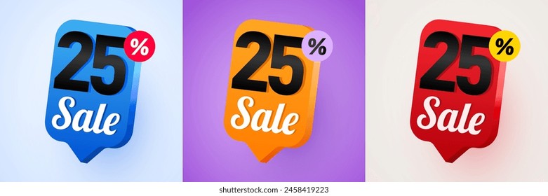 25 por ciento de descuento. Descuento en composición creativa. Mega Venta. Ilustración vectorial.