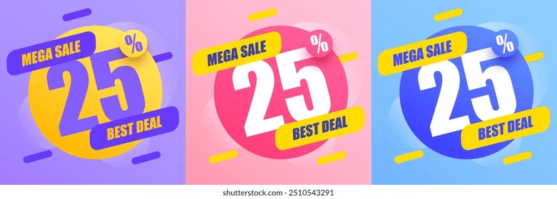 25 Prozent Rabatt. Discount kreative Komposition. Mega Sale. Vektorgrafik.