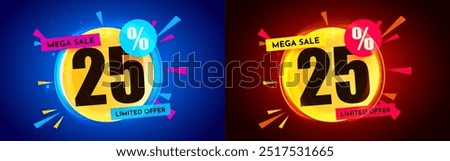 25 percent Off. Discount creative composition. Mega Sale. Vector illustration.