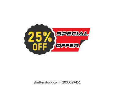 25 percent off discount label and sale banner