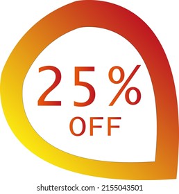 25% de descuento con formato de círculo vectorial fuera de naranja