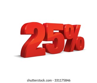25 percent off, sale background, object 3D. Eps10 Vector.