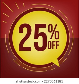 25 percent off for sales, yellow balloon over red background [Converted]