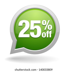 25 percent off speech bubble