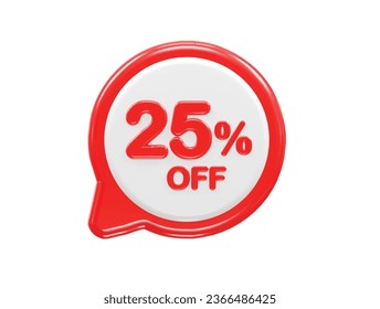 25 percent off text effect 3d rendering illustration