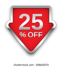 25 percent off vector badge, silver